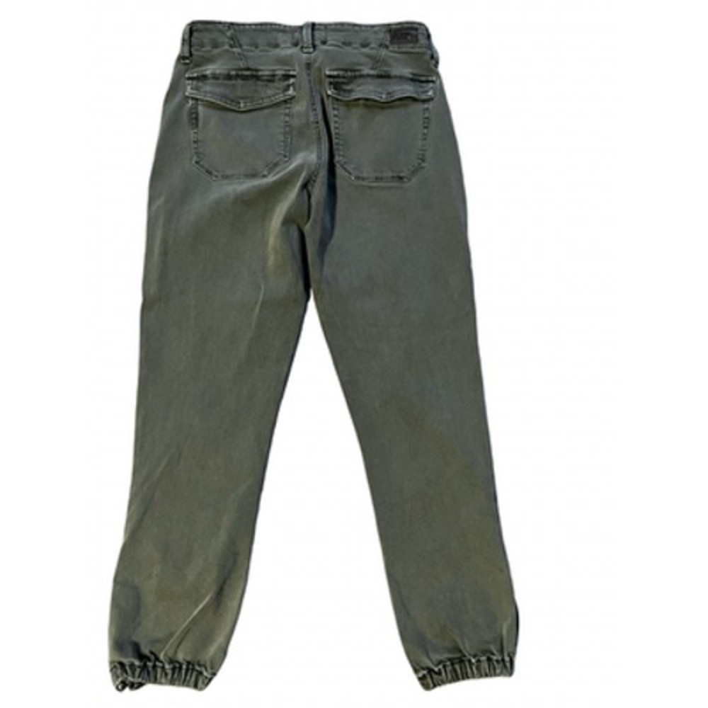 Paige Mayslie Jogger Jeans Womens 26 Green Midโ Rise Ankle Zip Cuffs Denim